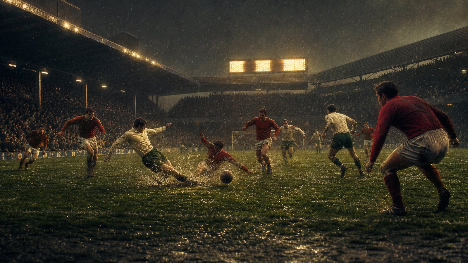 A rain-soaked 1960s quarter-final swings under floodlights