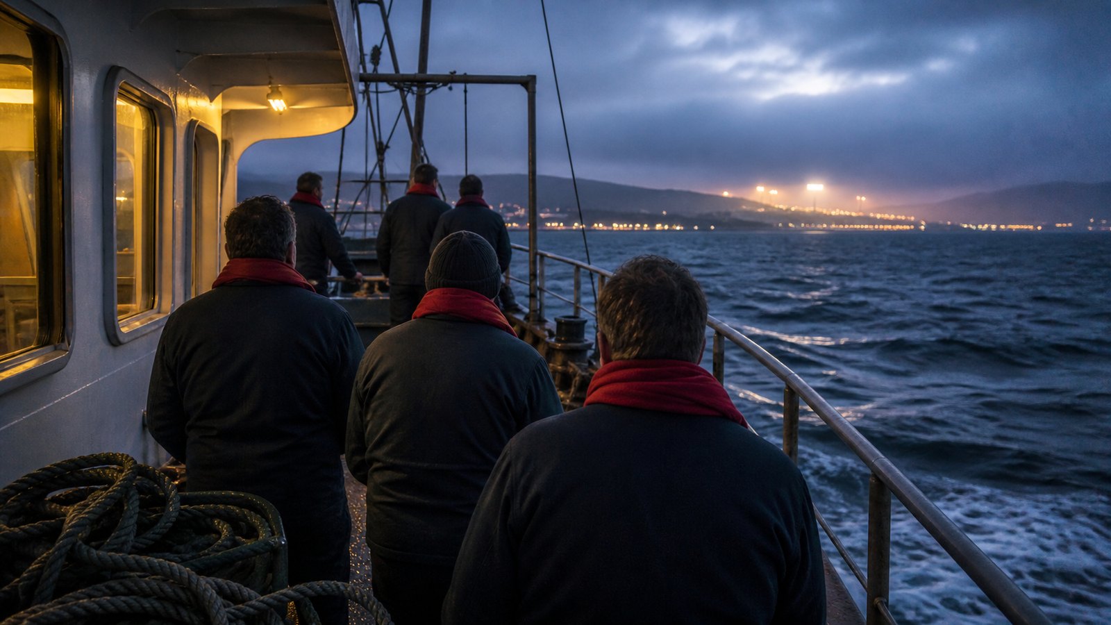 Anonymous Aberdeen supporters crossing the North Sea toward Gothenburg in 1983