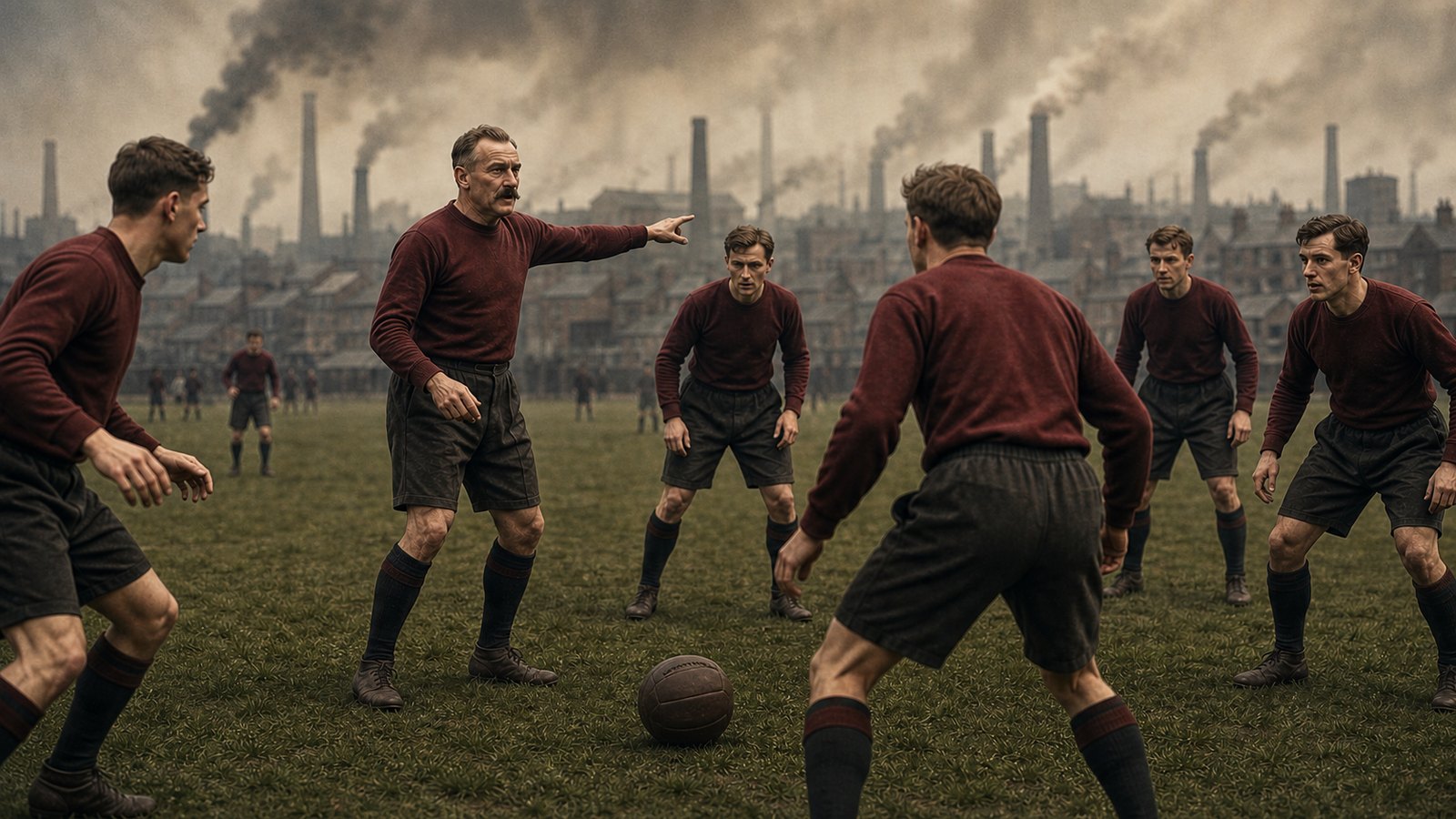 Suspended Manchester footballers gather for an Outcasts FC training session in 1909