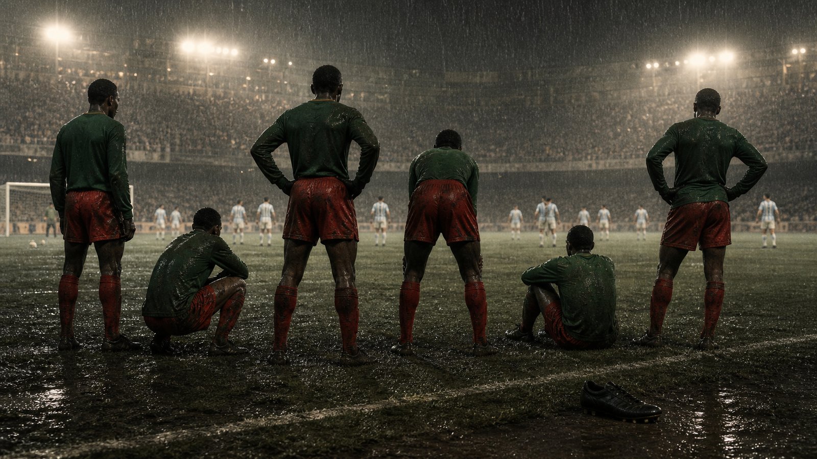 Nine Cameroon players defending a one-goal lead late against Argentina in Milan