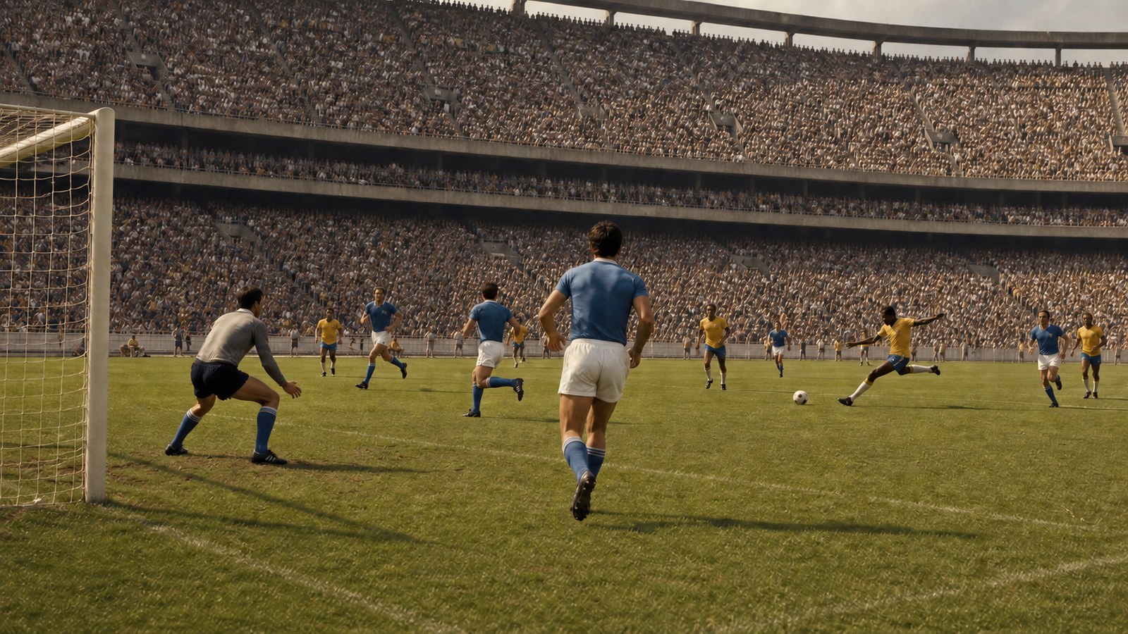 A Brazilian right-back arrives from open space to finish a collective move in the 1970 World Cup final
