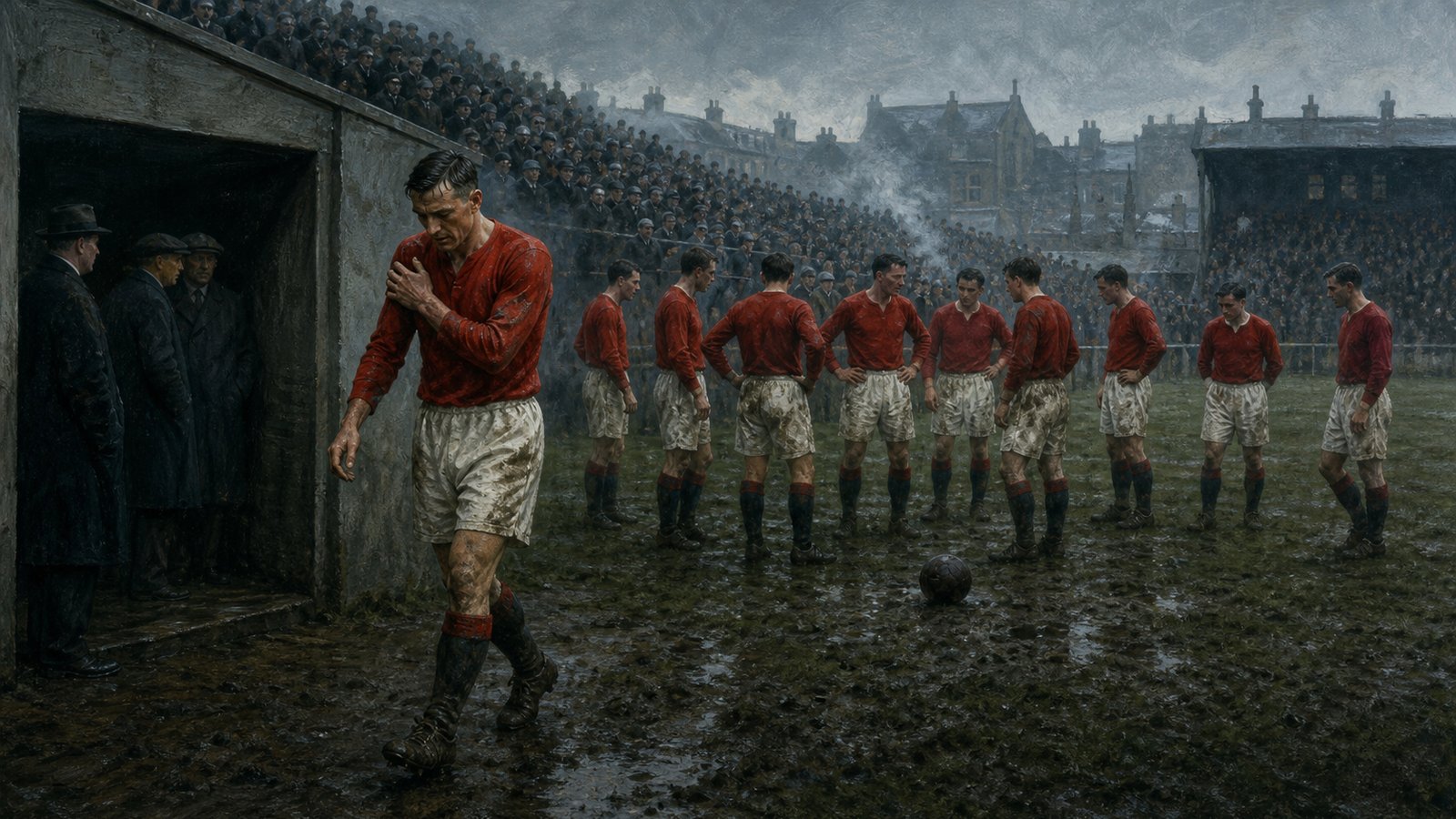 Ten-man Charlton reorganising after Derek Ufton’s shoulder injury at The Valley in 1957