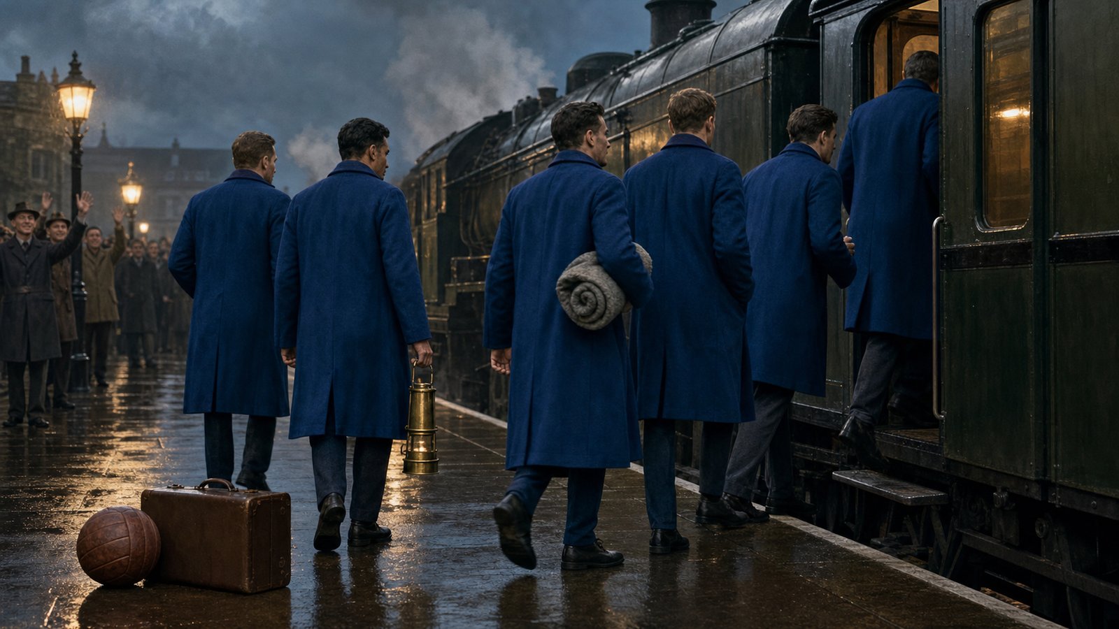 Dynamo Moscow players depart Britain in 1945 after an unbeaten four-match football tour