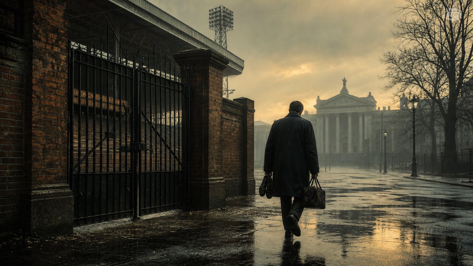 George Eastham leaving a stadium gate while his registration remains held