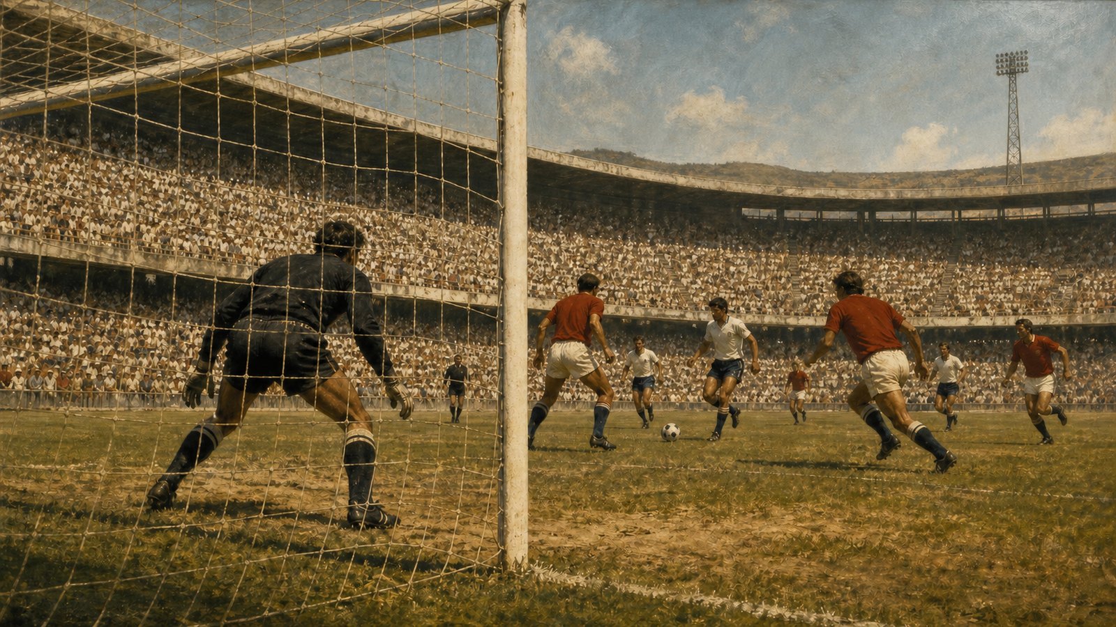 England and West Germany contesting the 1970 World Cup quarter-final in León