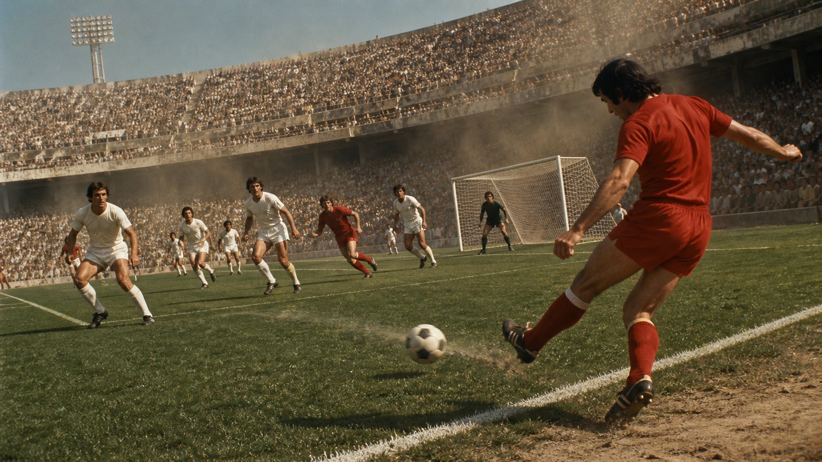 England attacking down the right during the 1970 World Cup quarter-final in León