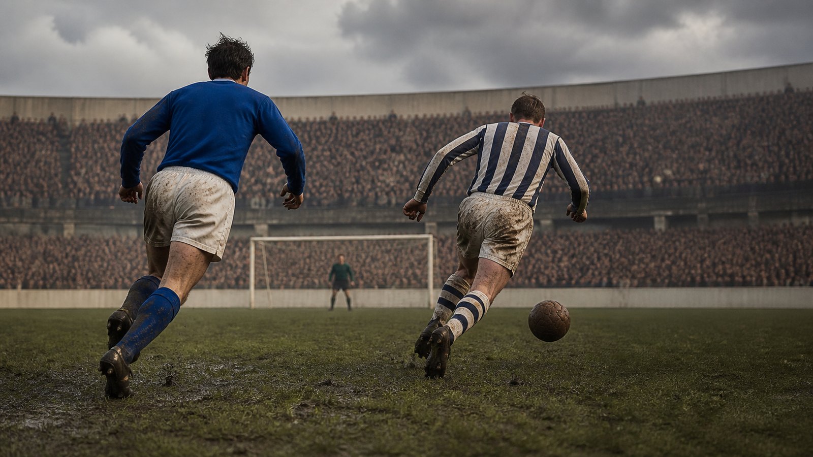 Derek Temple running clear after Gerry Young’s failed control in the 1966 FA Cup final