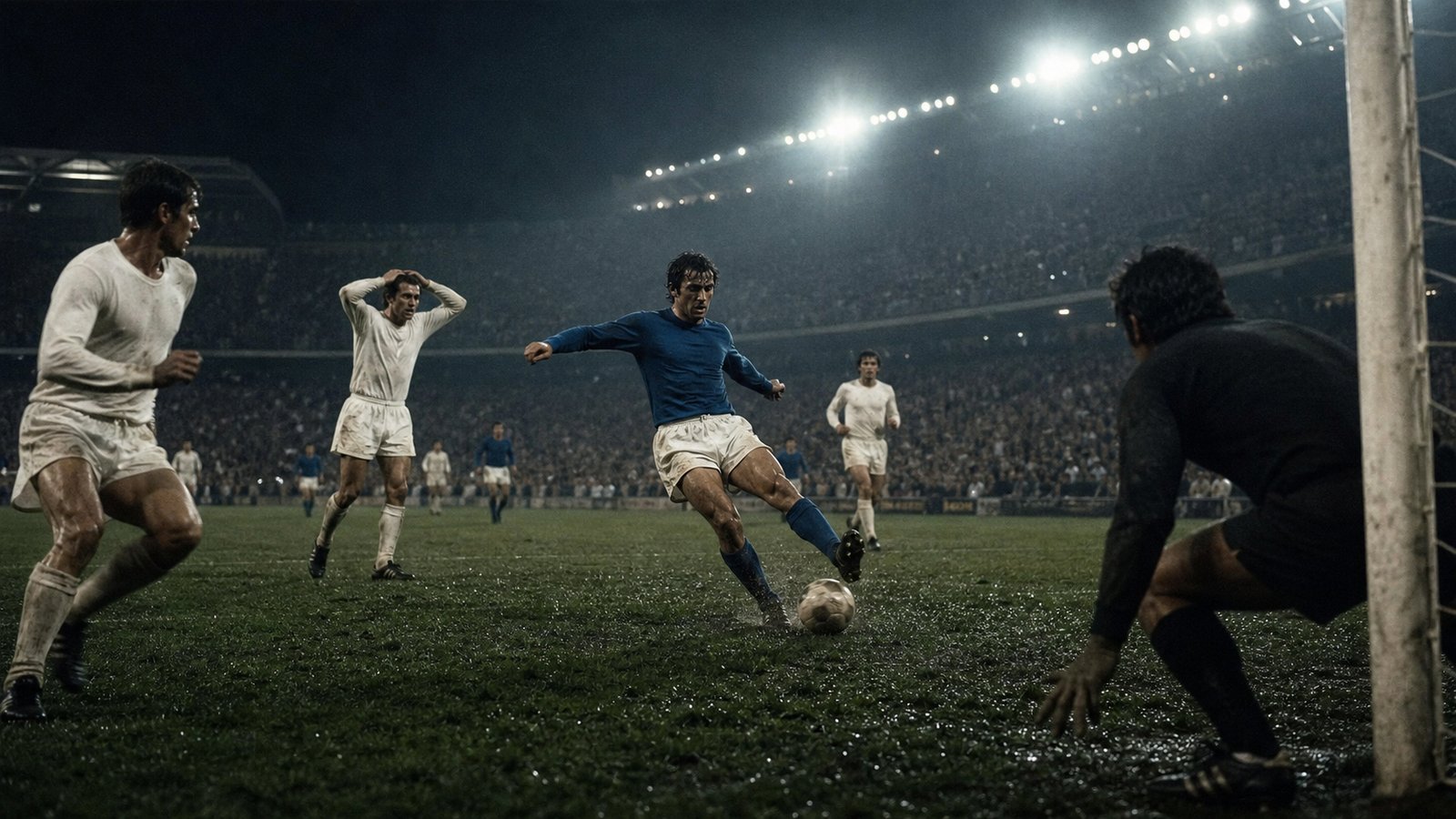 Italian playmaker finishing into the far corner during a chaotic World Cup semi-final