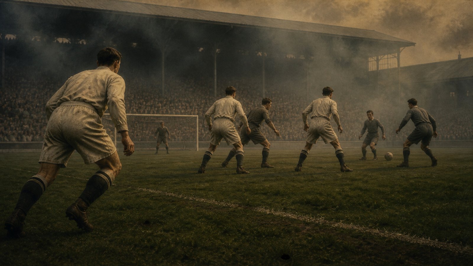 A period tactical scene showing the spare defender sweeping behind direct markers