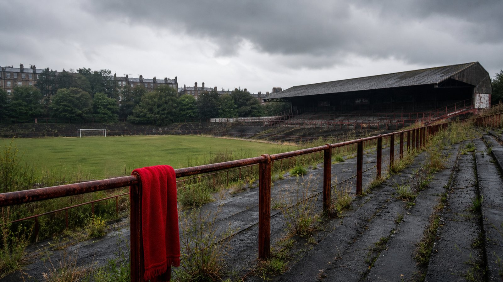 The overgrown Cathkin Park terraces after Third Lanark's 1967 liquidation