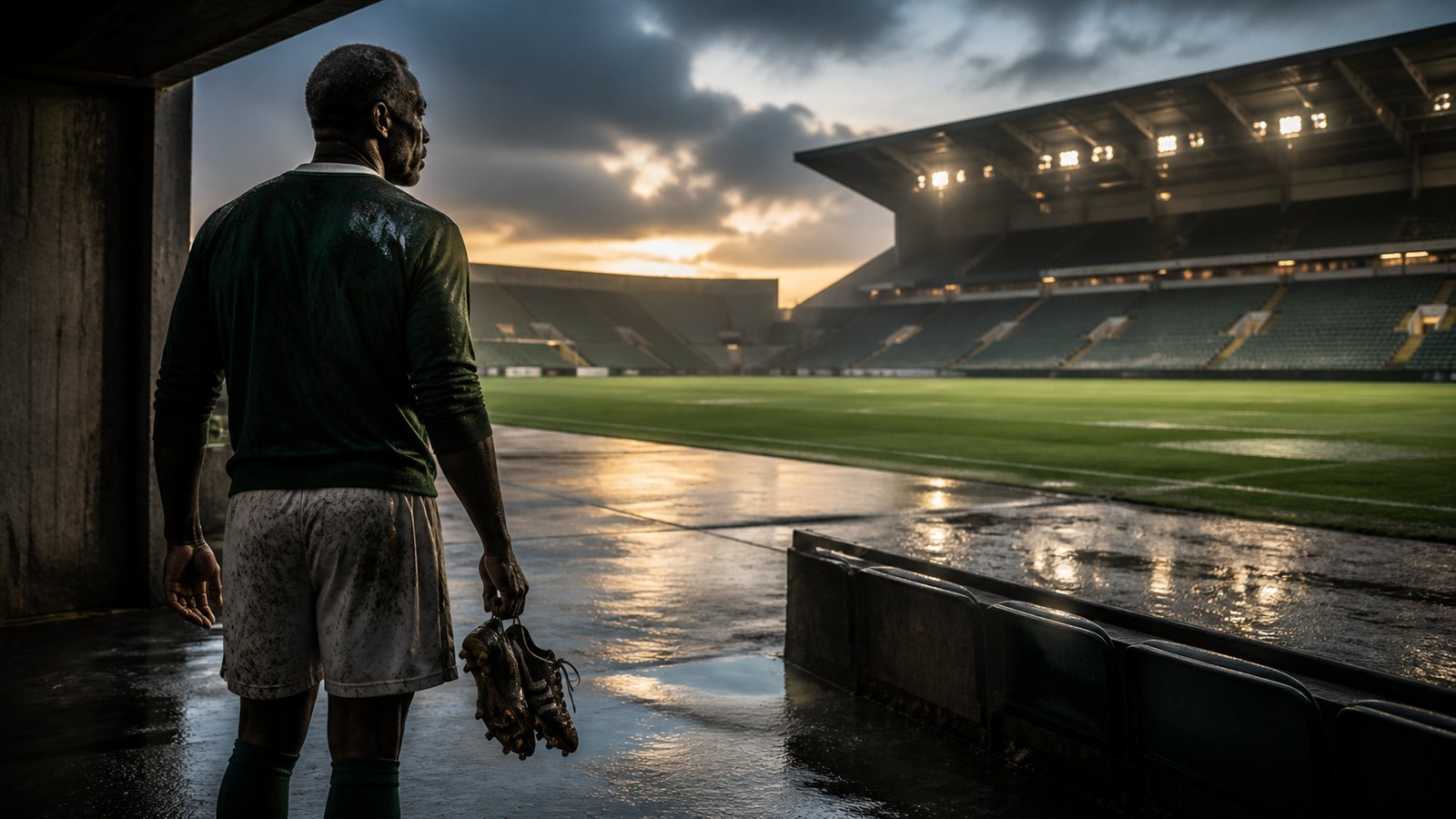 A veteran English full-back looking across an empty stadium after a long top-flight career