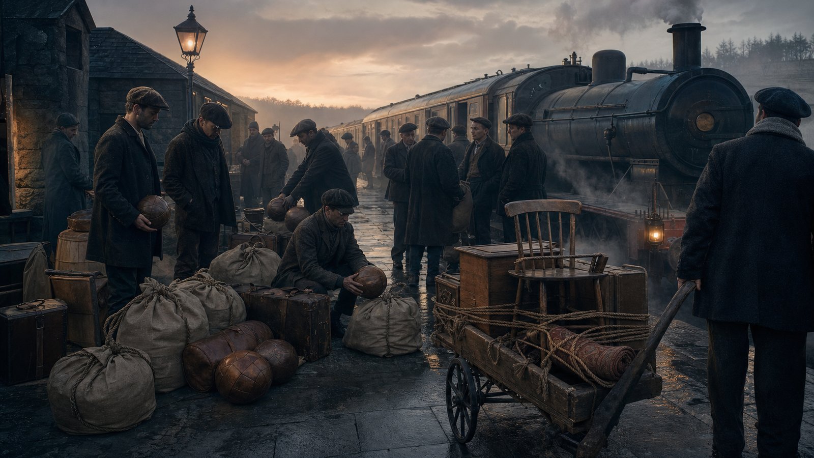 County Durham footballers prepare for a self-funded rail journey to Turin in 1909