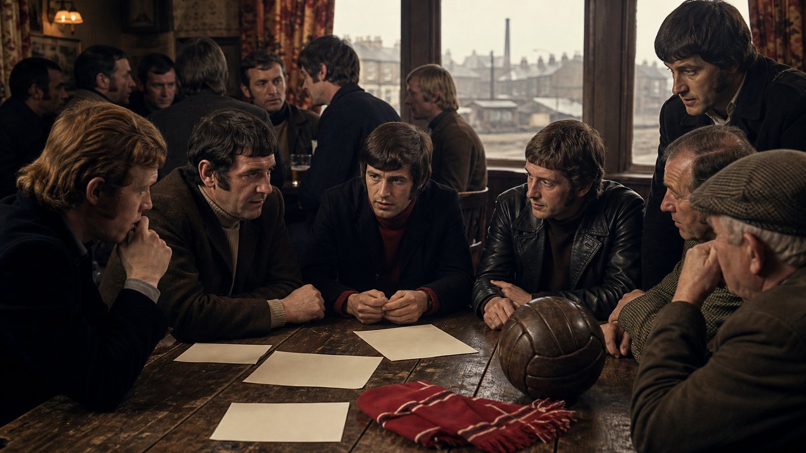 A modest 1960s Lancashire working men's club meeting where supporters plan a football club's return