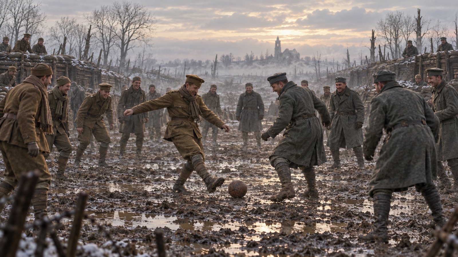 How a Football Kickabout Emerged Between the Trenches at Christmas 1914 featured artwork