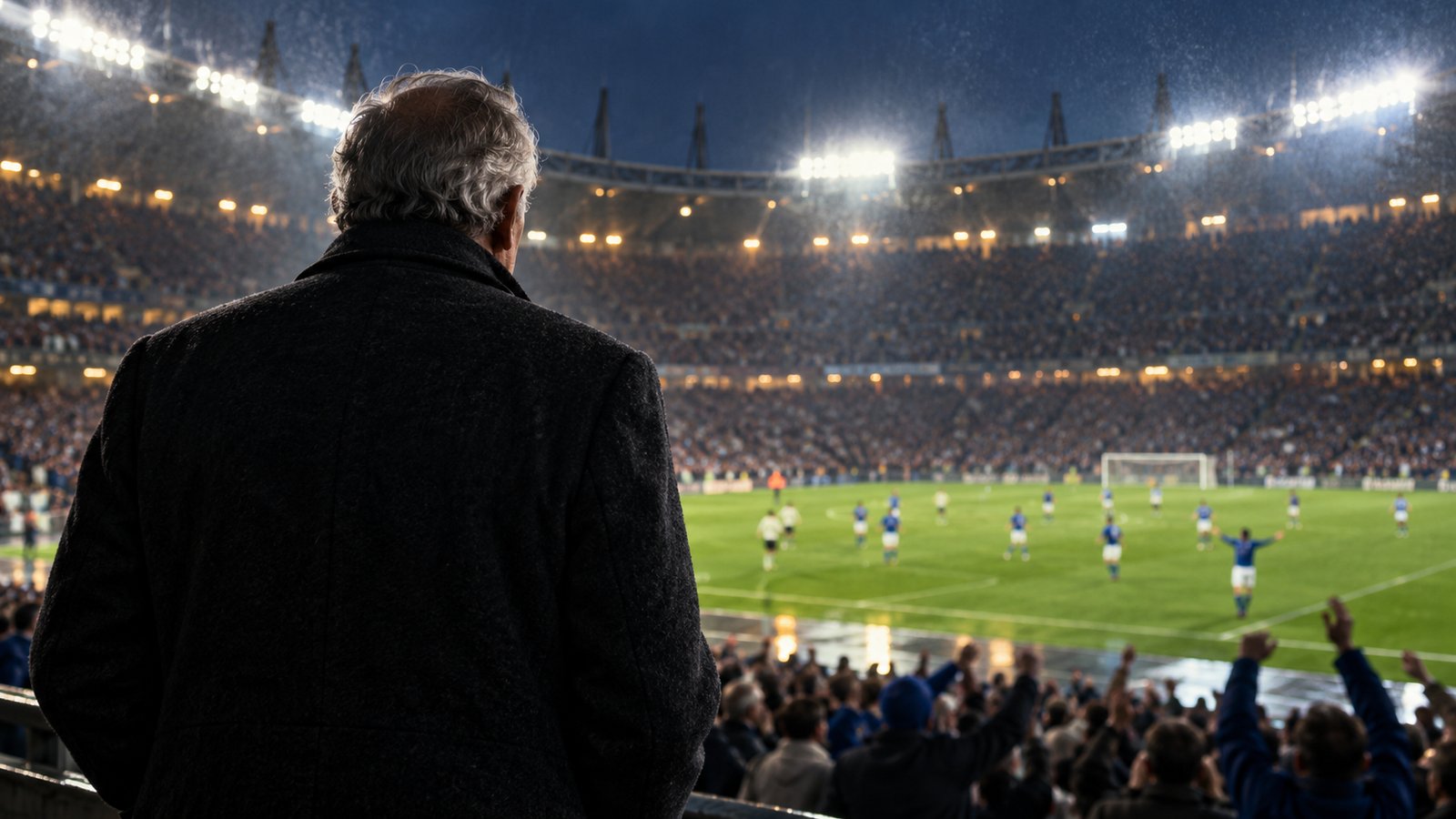 An older Lucien Laurent watches France play Brazil in the 1998 World Cup final in Paris