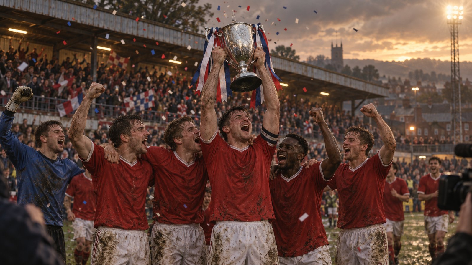 A fictional Rushden and Diamonds side celebrating the 2003 Division Three title at Nene Park