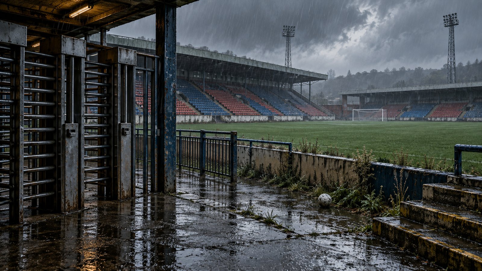 An empty Nene Park after Rushden and Diamonds were expelled from the Conference in 2011