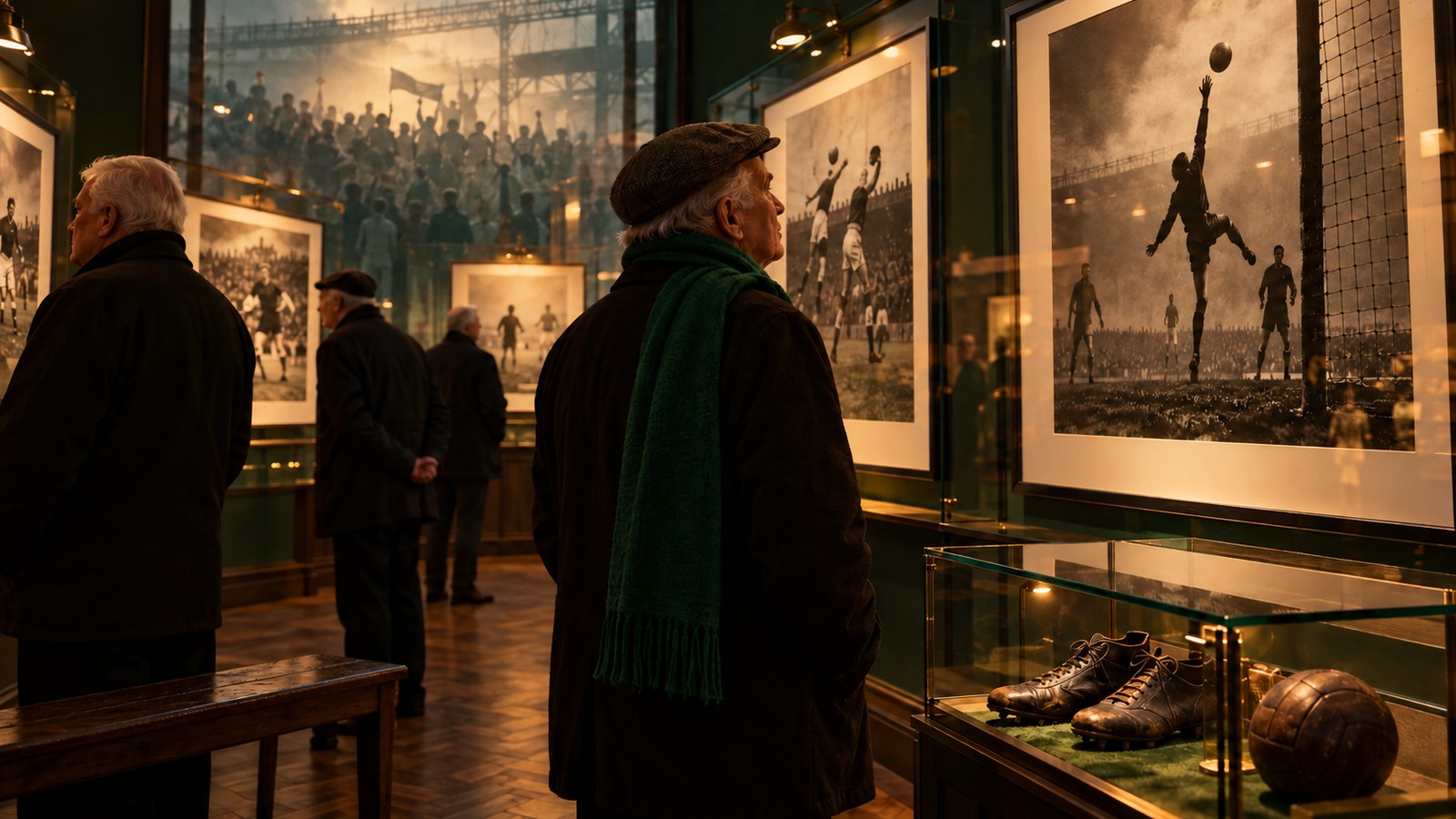 Older Belfast supporters remembering a vanished football ground through photographs and green scarves